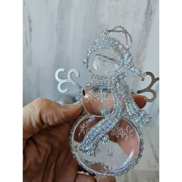 Glitter heart snowman star ornament Xmas tree - Picture 2 of 14